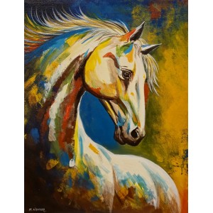 Muhammad Noman, 18 x 24 Inch, Acrylic on Canvas, Horse Painting, AC-MNON-004